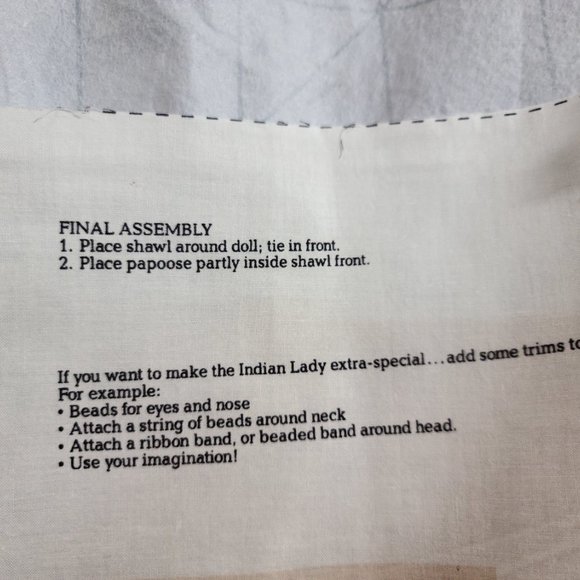 "Little Deer" Indian Doll Southwestern Cut&Sew Craft Fabric Panel TURQUOISE VTG! - Picture 8 of 12